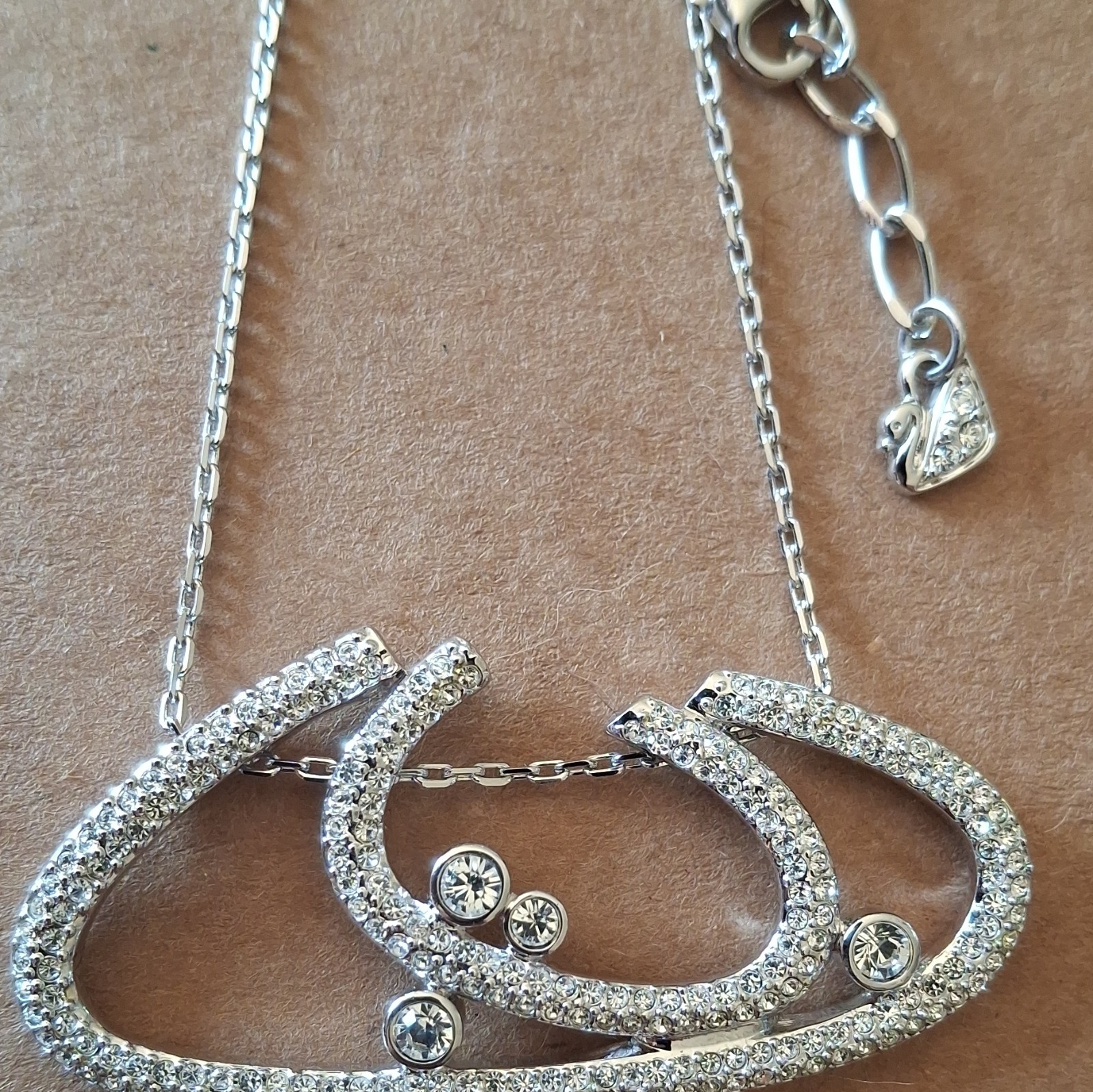 Retired Signed Swarovski Balfour Crystal Charm Pendant Cable Necklace