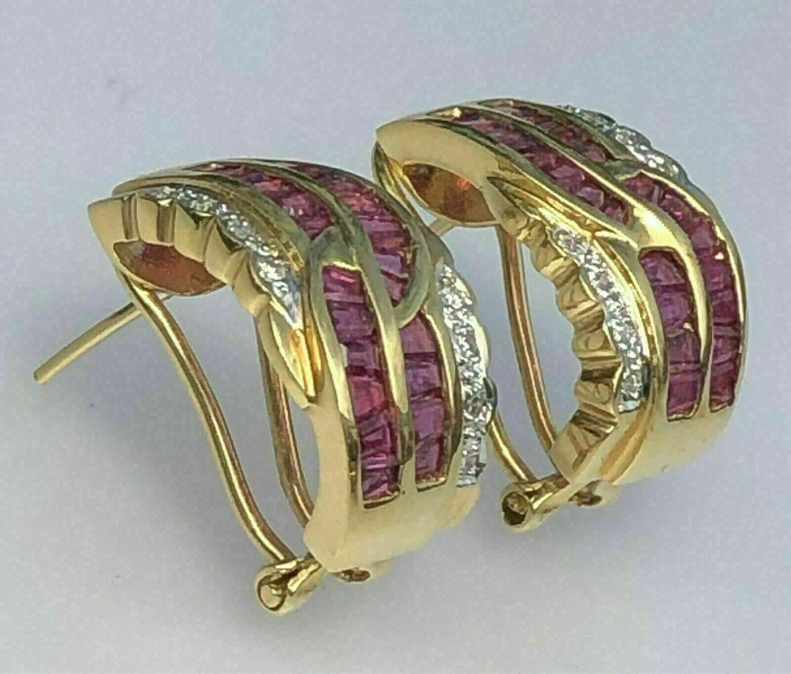 2Ct Lab Created Baguette Cut Red Ruby Huggie Hoop Earrings 14K Yellow Gold FN