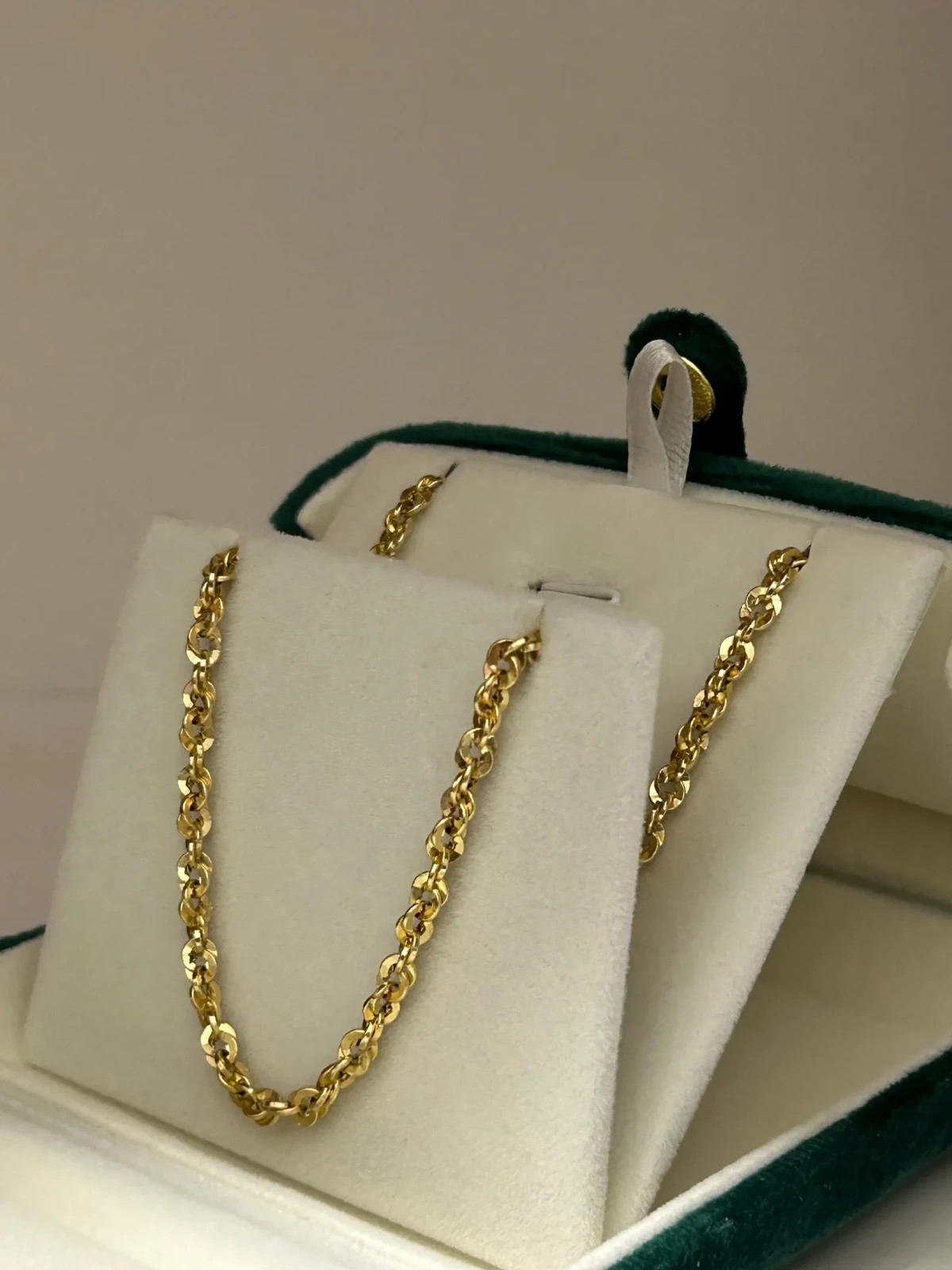 Japanese K18 Polished Double Twist Chain Necklace Solid 18K Gold Collar Necklace