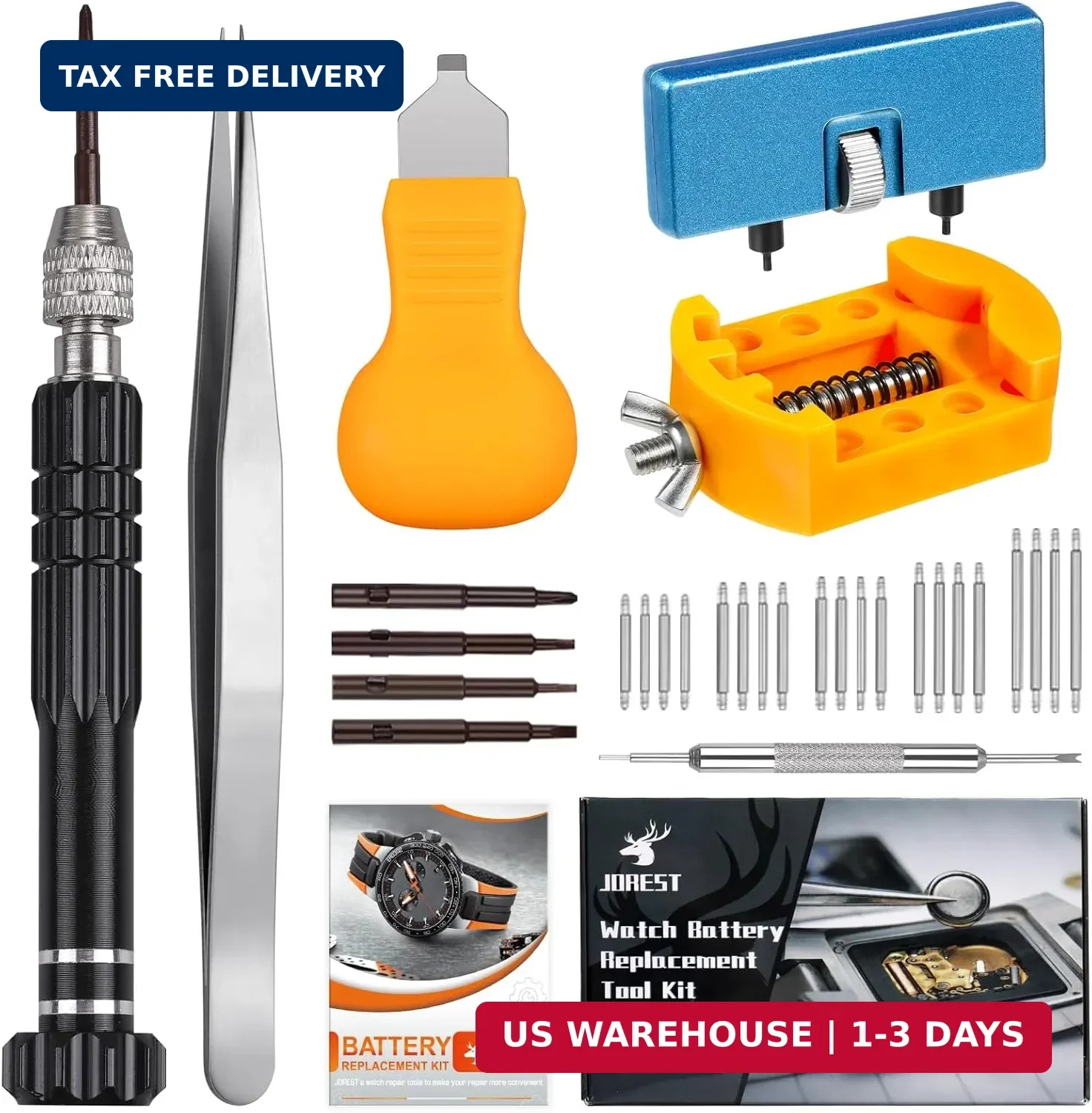 JOREST Watch Battery Replacement Kit, Watch Repair Screwdriver, Watch Band Repla