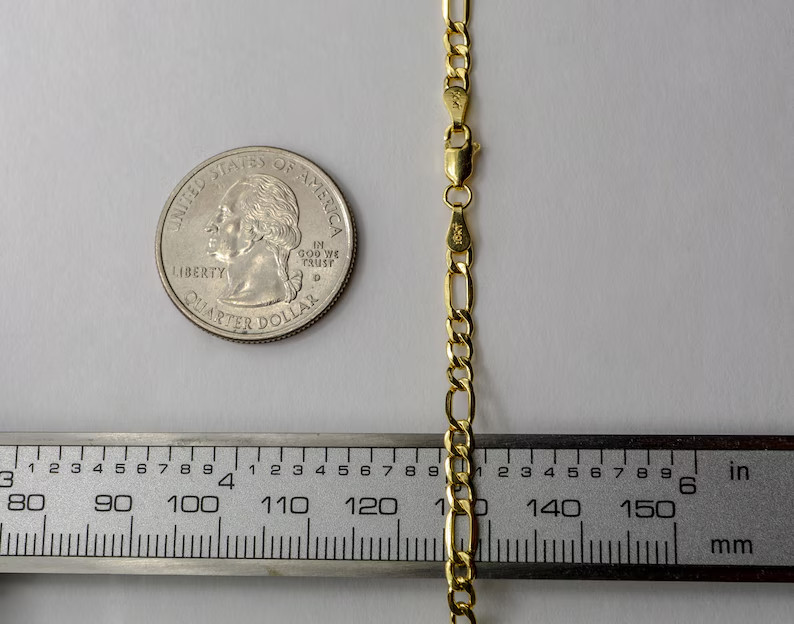 10K Yellow Gold Hollow Figaro Bracelet Real Gold Chain Unisex Jewelry 2mm-6.5mm