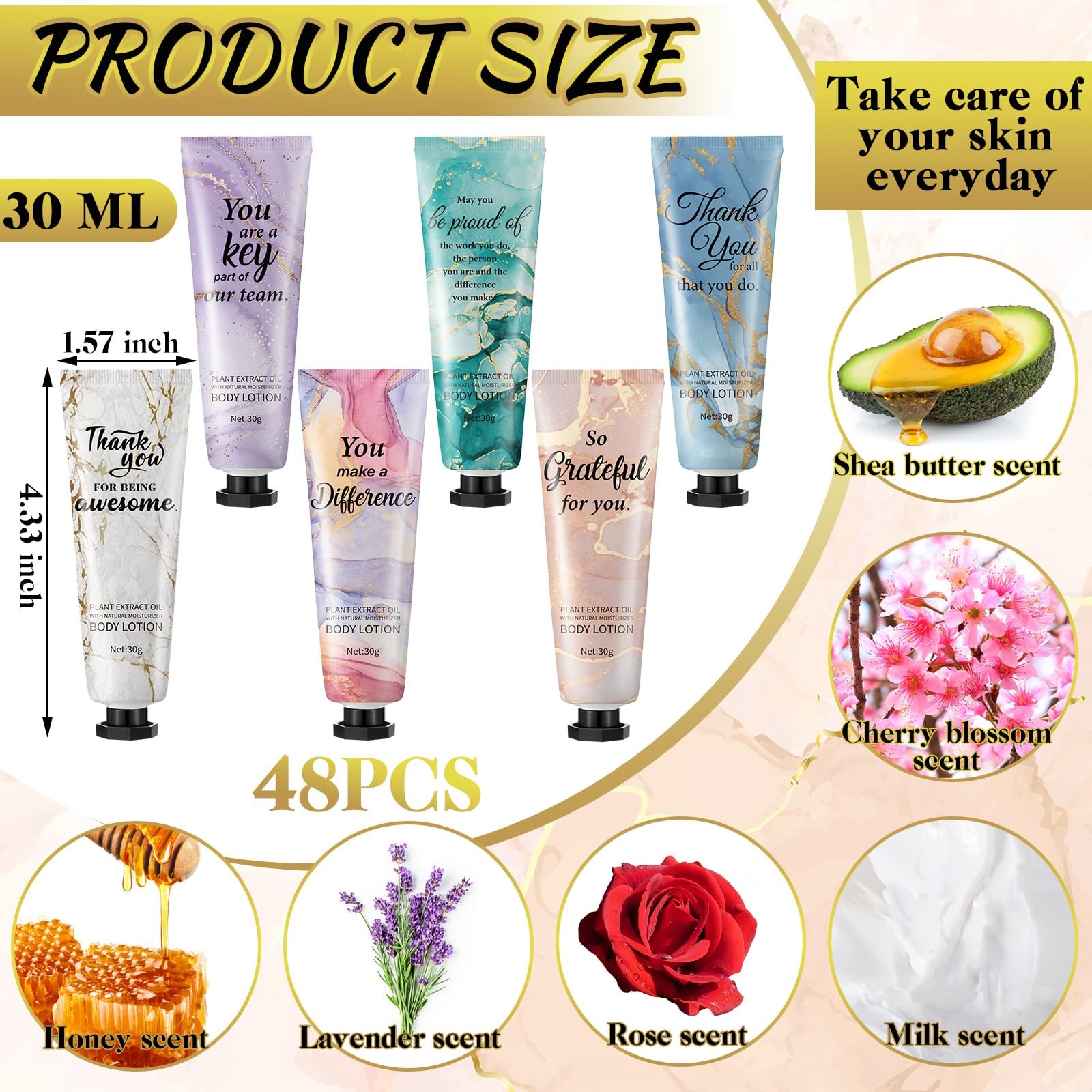 Siifert 48pcs Hand Cream Thank You Gifts Bulk Inspirational Travel Size Dry