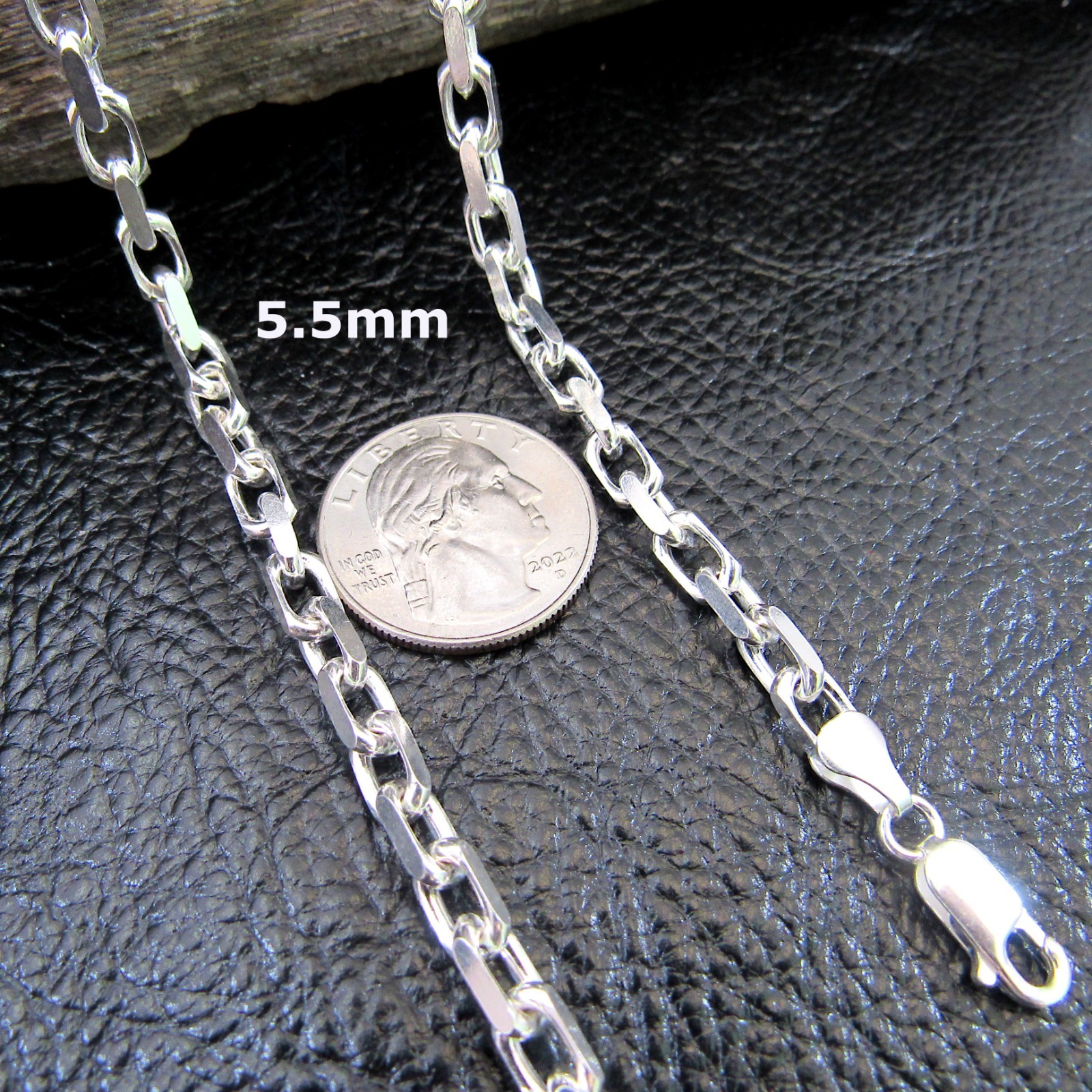 Solid 925 Sterling Silver Men’s Italian Forzatina / Anchor / Cable Link Chain