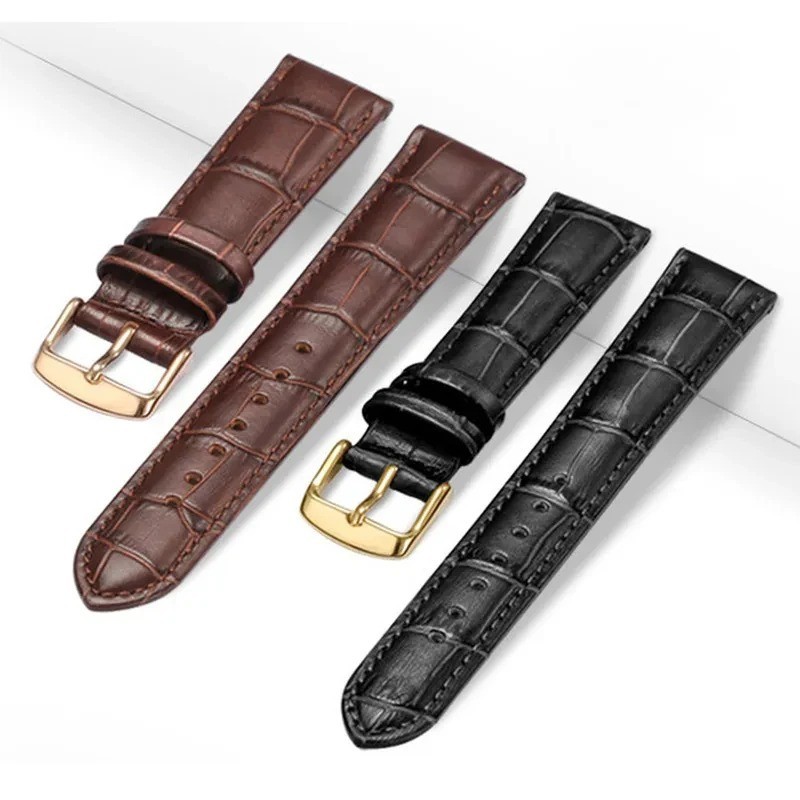 Leather Watchbands Women’s Genuine Leather Watchband Buckle Band Black Brown Whi