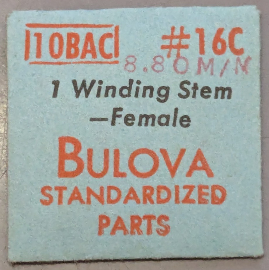 NOS NEW Genuine Bulova Cal. 10BAC – # 16C 8.80 mm Winding Stem Female