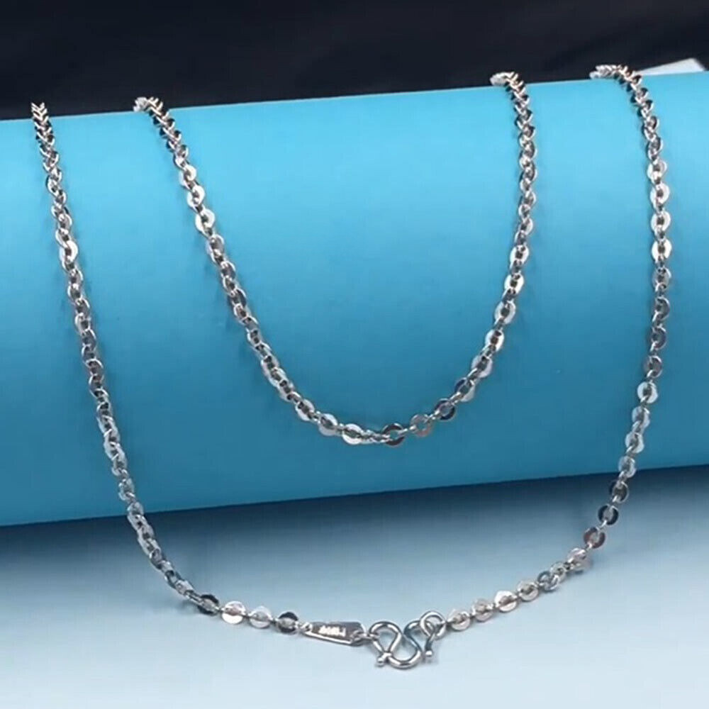PT950 Pure Platinum 950 Chain Men Women Gift Lucky O Link Necklace 16-22inch L