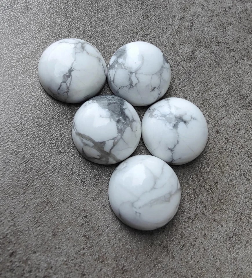 [WHOLESALE] NATURAL HOWLITE CABOCHON ROUND SHAPE LOOSE GEMSTONE