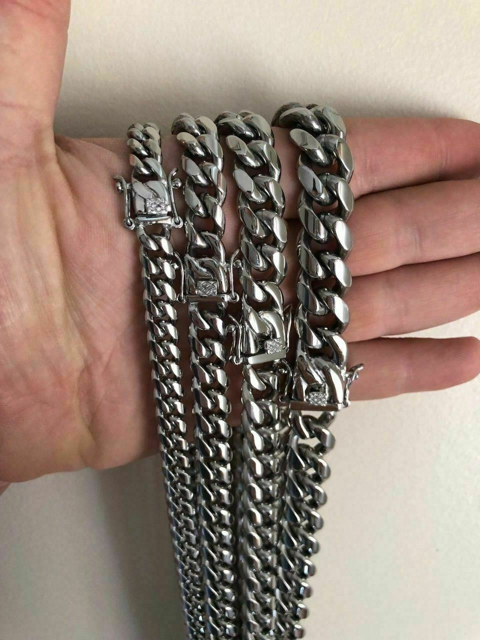 Men’s Miami Cuban Link Chain Solid Stainless Steel 4-18mm