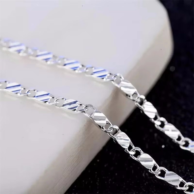 18K Gold Plated 2mm Chain Necklace 16-30in Women Men 925 Silver Plated