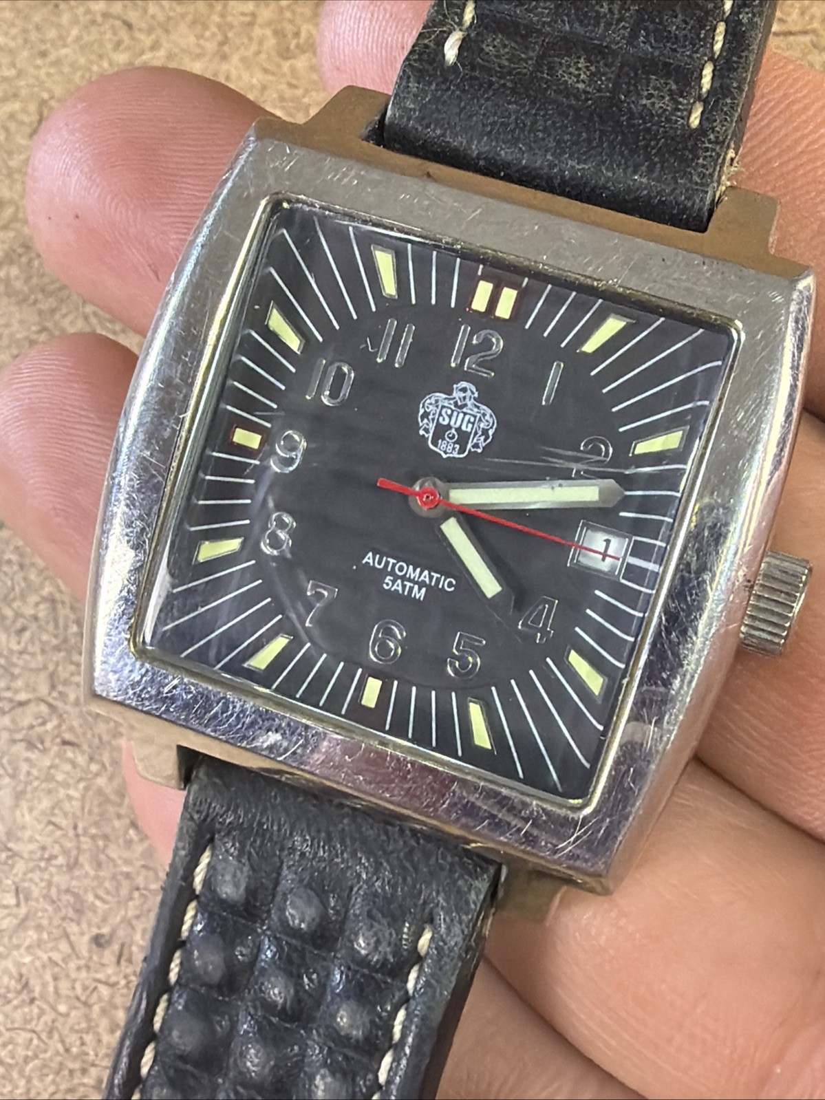 SUG Automatic Watch Reference No. 60362-364 Used Works 5 ATM Black/Silver