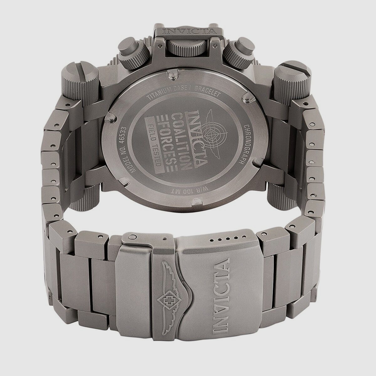 NEW INVICTA 48221 COALITION FORCES ALL TITANIUM BLACK CHRONOGRAPH WATCH 51MM