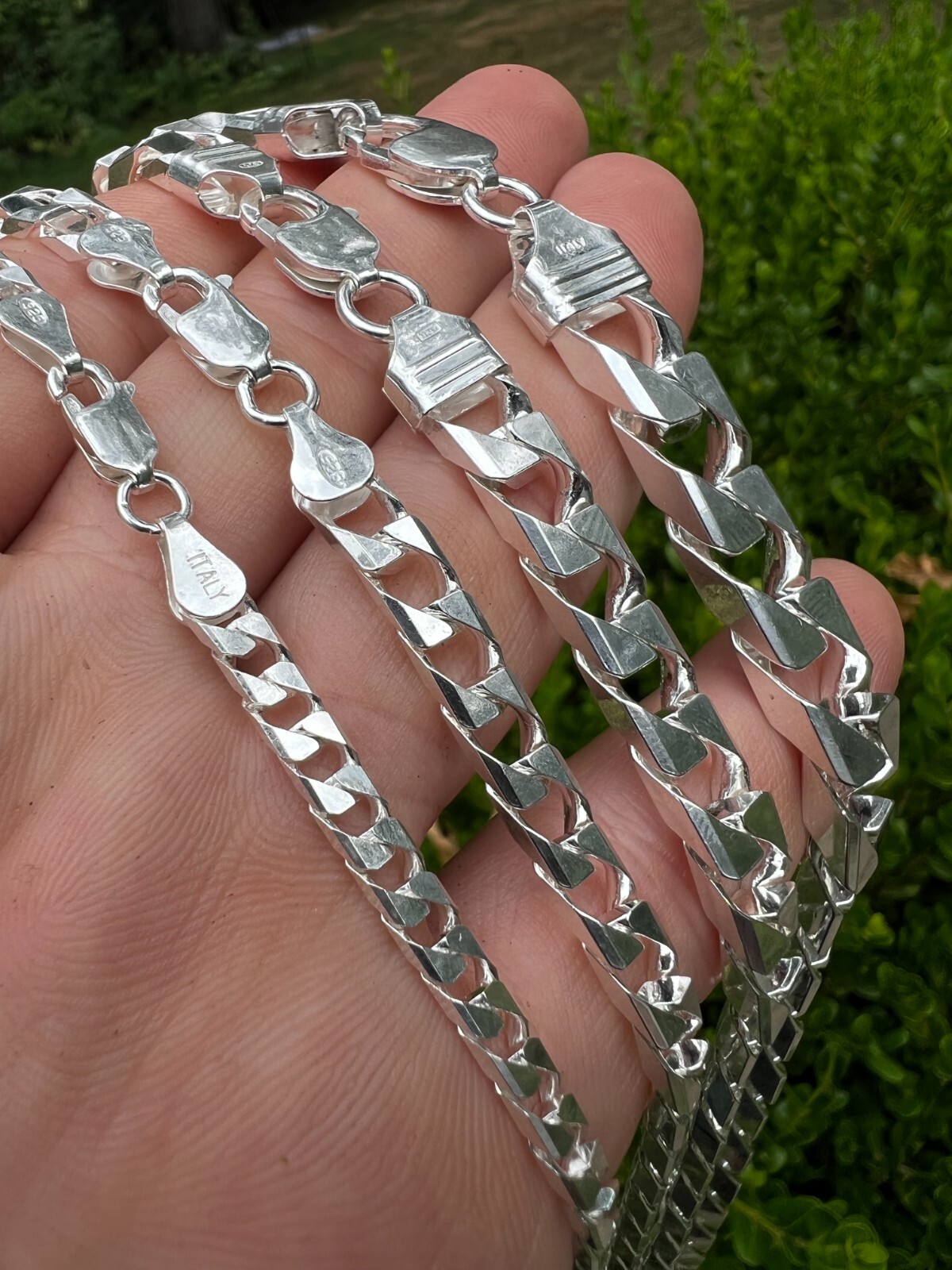 Real Solid 925 Sterling Silver SQUARE Miami Cuban Chain Necklace / Bracelet Curb