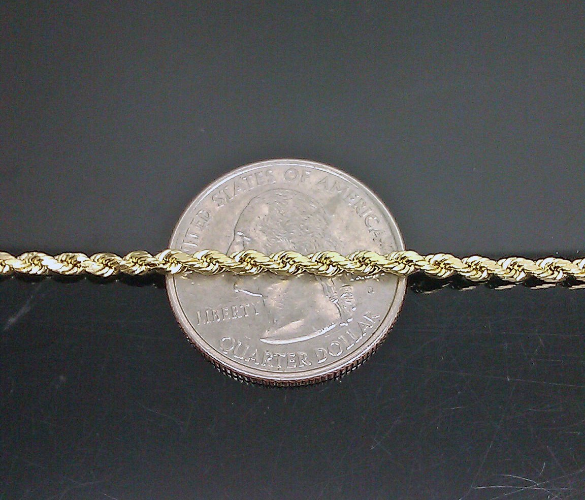 Gold Rope Chain men ladies 22″ Inch REAL GOLD 2.7mm Thick NEW 10k Yellow Gold