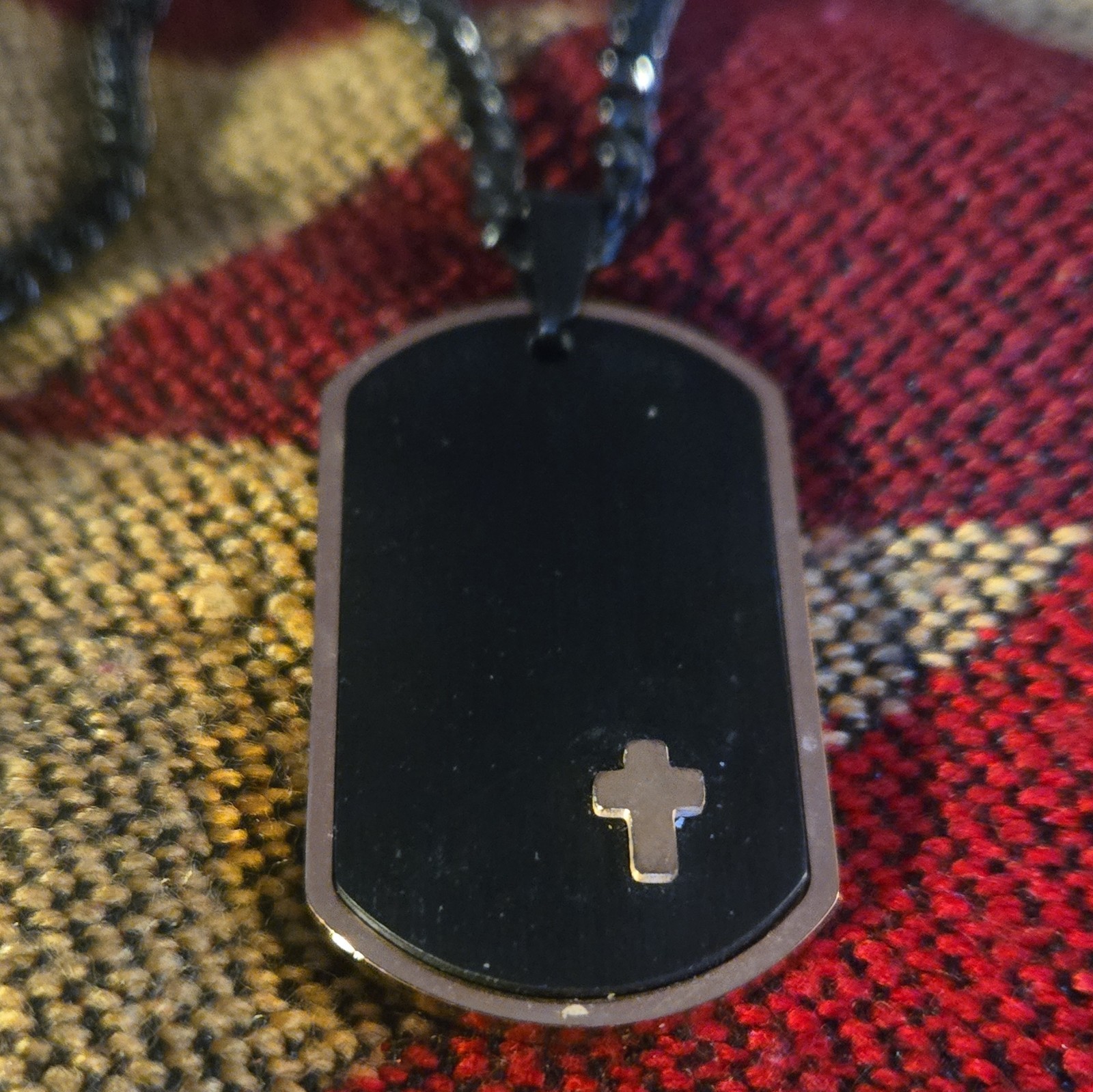 Stainless Steel Black Chain Necklace With Pendant(Cross Accent)