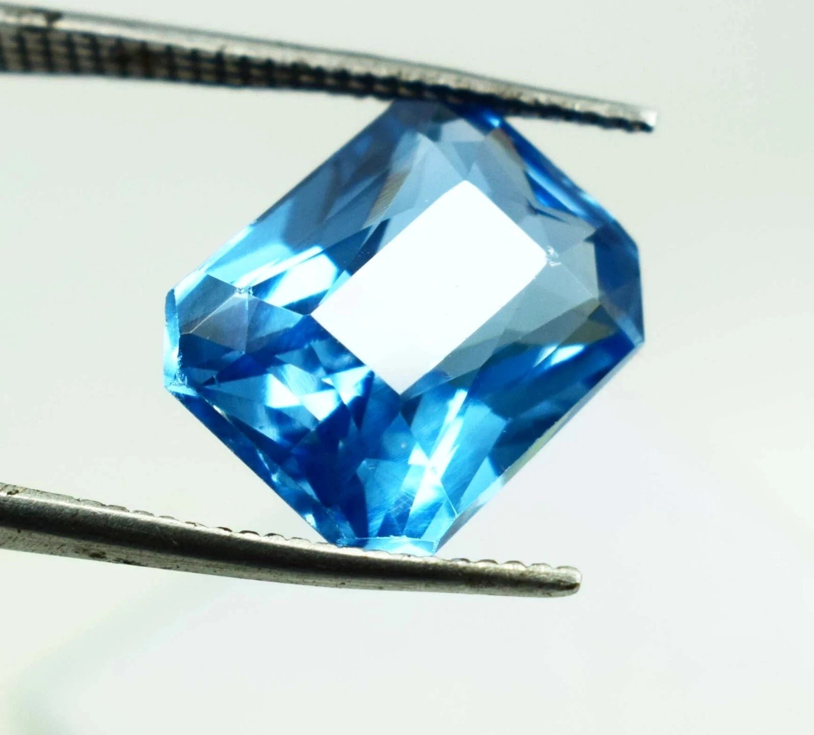 8.75 Ct Lab-Created Santa Maria Blue Brazilian Aquamarine Emerald Cut Loose gems