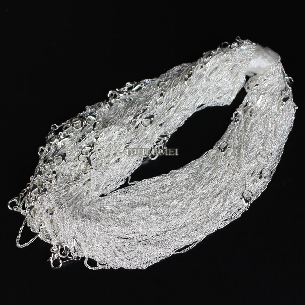 10pcs/lot 2mm 925 Silver Plated Water Wave Chain Necklaces 16″ 18″ 20″ 24″