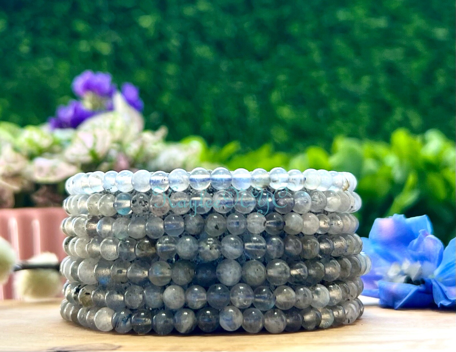 Wholesale Lot 6 Pcs Natural Labradorite 4mm 7.5” Crystal Stretch Bracelet