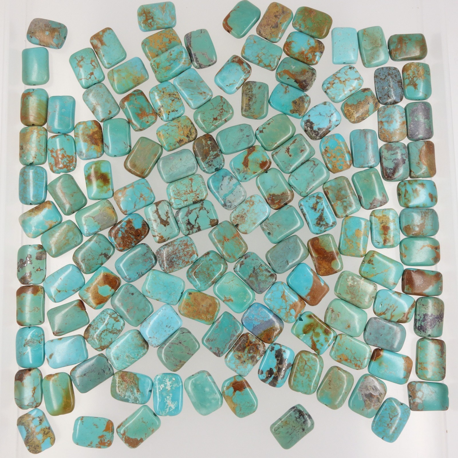 12 Genuine Chinese Turquoise Rectangle Beads about 10mm x 14mm Blue Green #25153