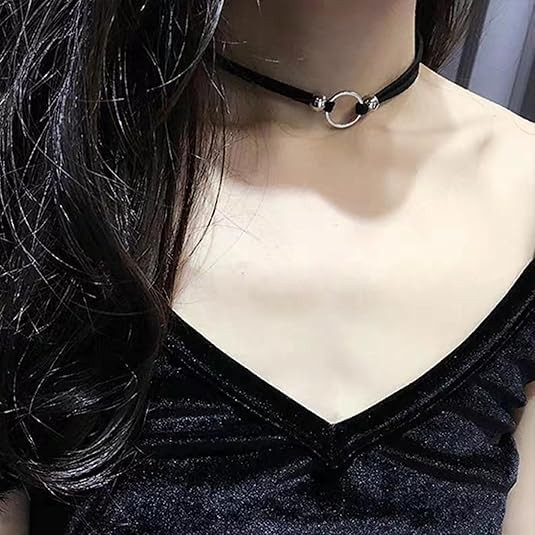 Black Submissive Necklace for Women Velvet Day Collar Choker Silver…