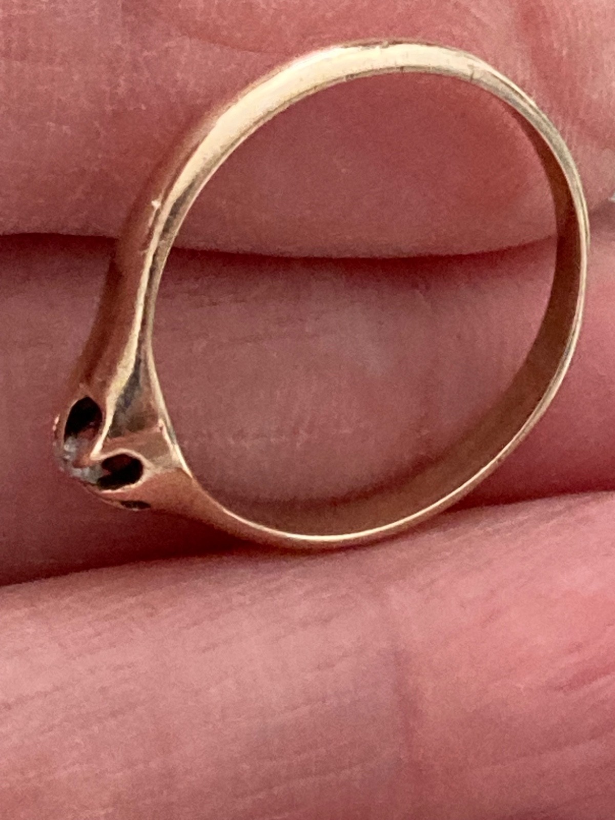 Antique Belcher 10K Rose Gold Old Mine Cut Diamond RING, Size 6.5, 1.6 Grams