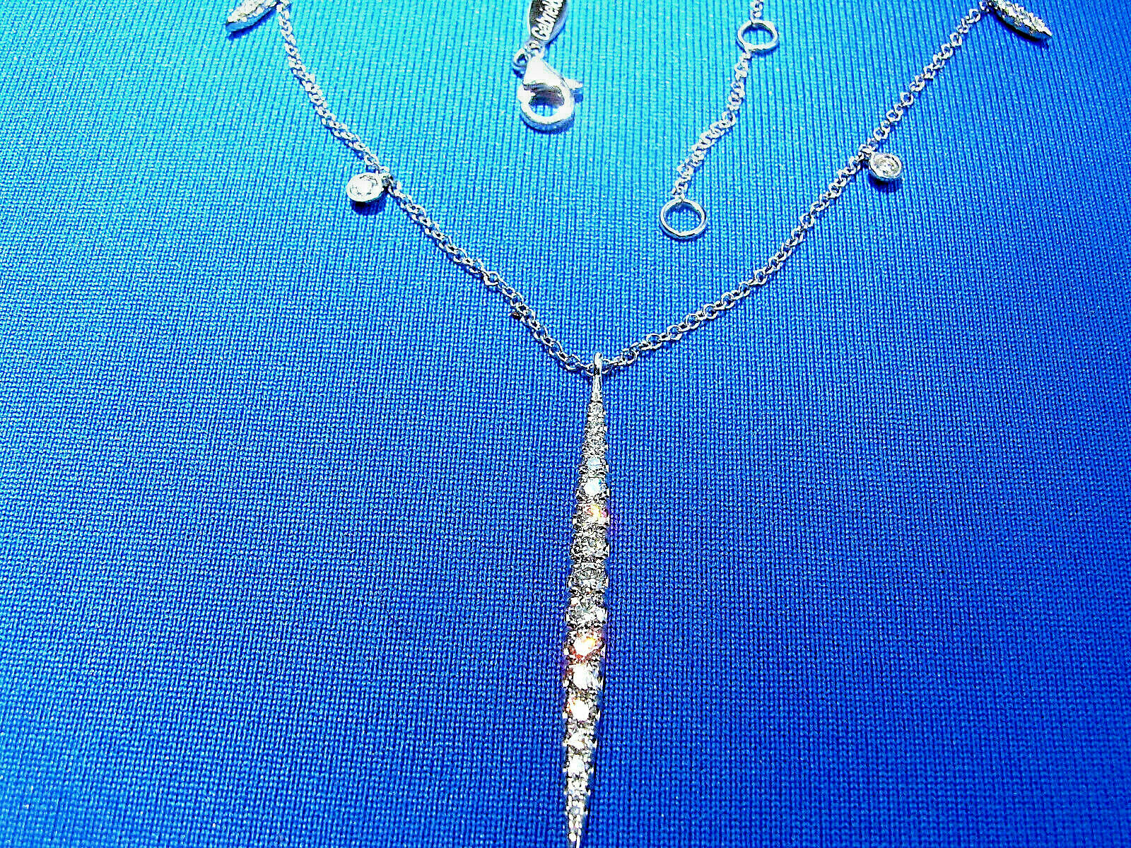ORIGINAL Gabriel & Co DIAMOND Slice Necklace 18″ Inch Chain Solid 14K WHITE GOLD