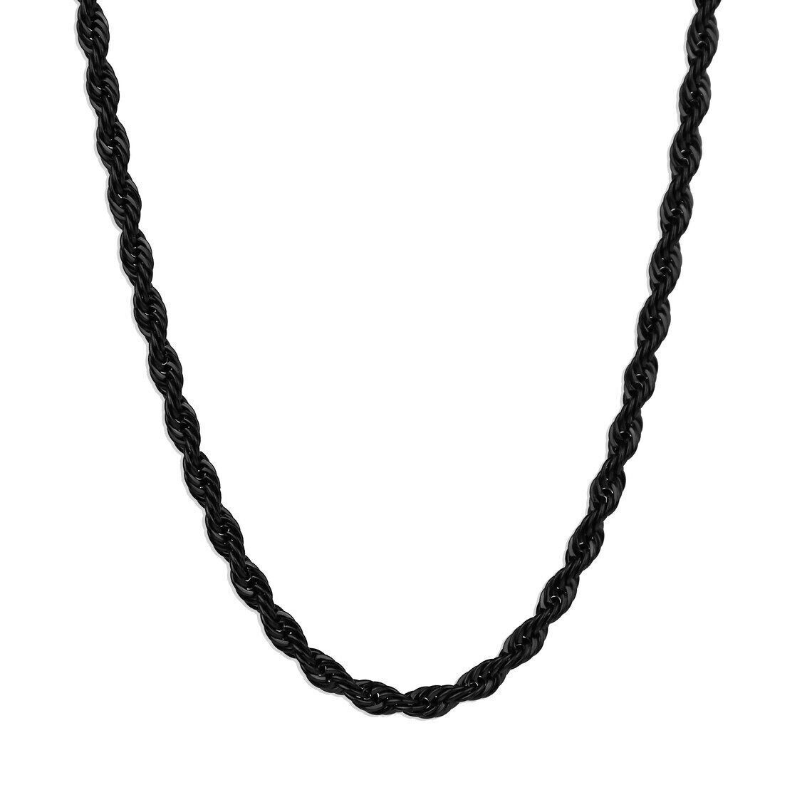 Black Rhodium Sterling Silver Italian Rope Chain Mens 925 Necklace 2mm 16”-30”