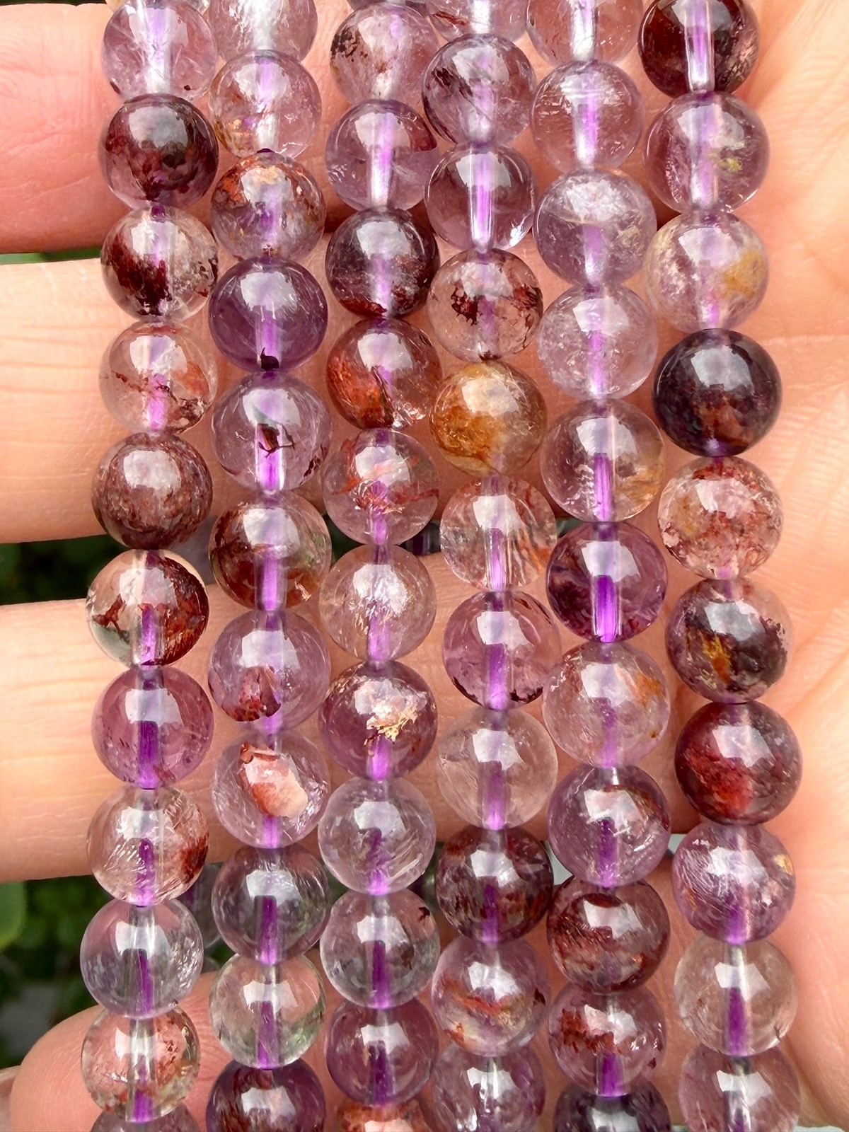 Wholesale 6 Pcs 6mm Natural Super 7 Crystal Healing Stretch Bracelet 7.5”
