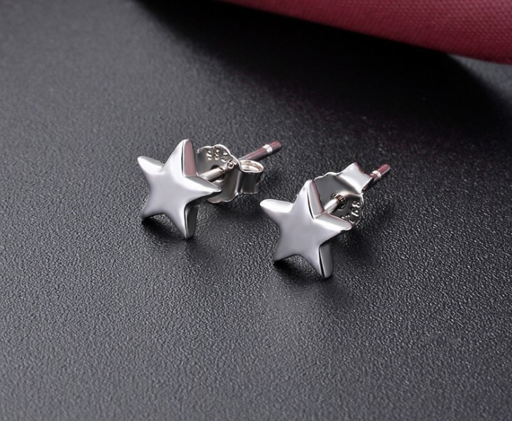 Fashion Women Girl 925 Sterling Silver 6mm Star Post Stud Earrings Gift Box F32