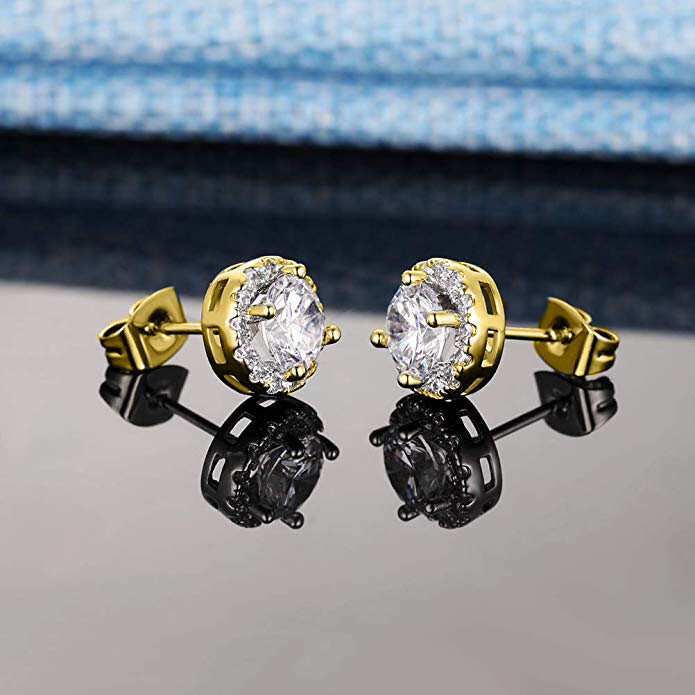 925 Sterling Silver Round Shaped Cubic Zirconia Stud EarringS – All Colors