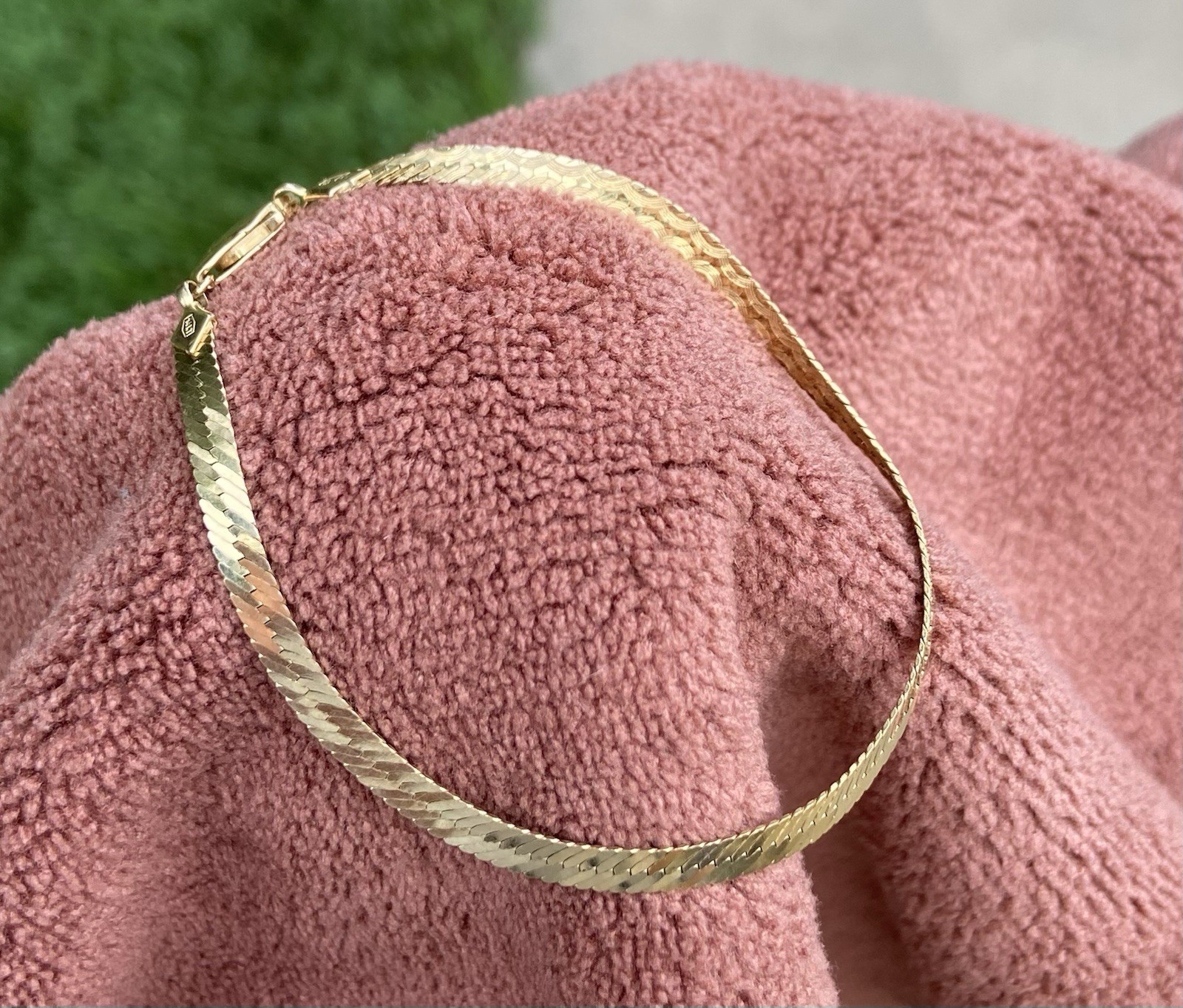 Vintage 14K Gold Reversible Diamond Cut Herringbone Bracelet 7” 3.15g 4mm