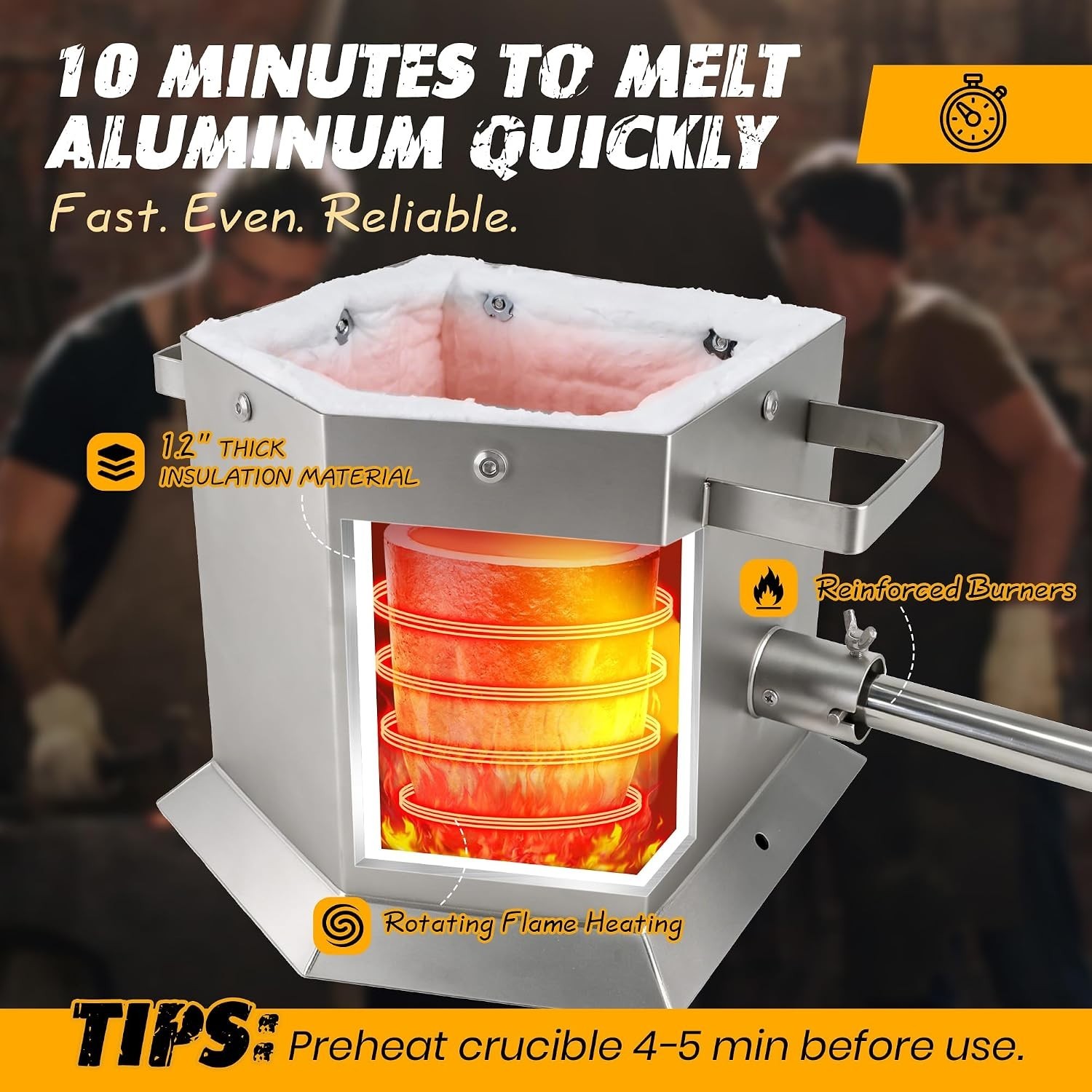 CANALHOUT 7KG/15lbs Propane Melting Furnace Kit w/ 2 & Kiln Foundry Smelting Fur