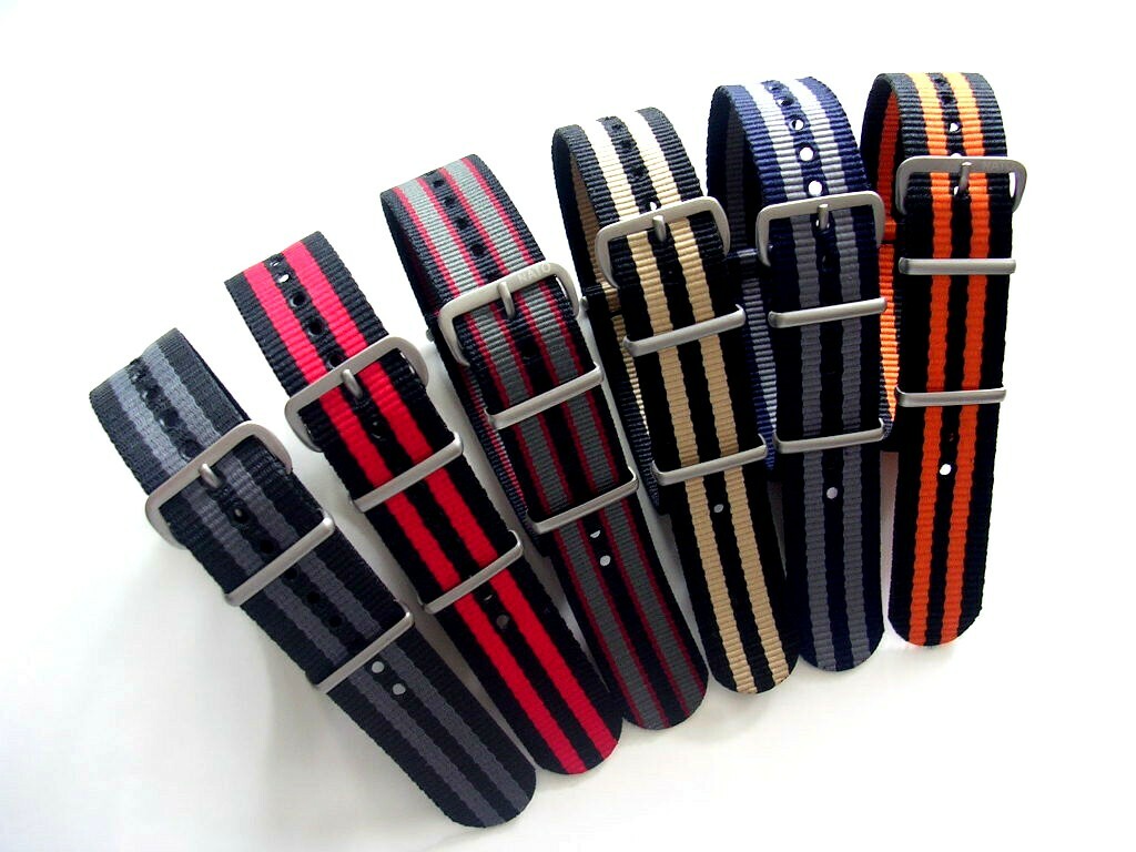 NATO® watch band strap Grey 20mm G10 Nylon weekender Bond RAF IW SUISSE 18 22 24