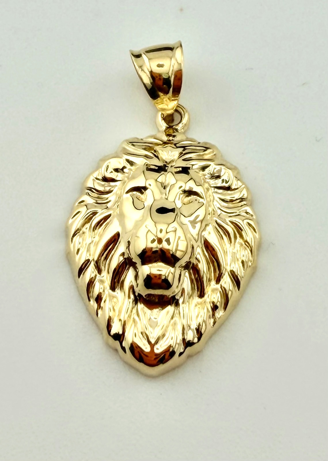 Pure 14 K Yellow Gold Lion Head Pendant