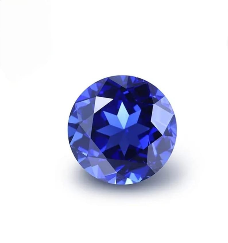 AAA+3 Ct Blue Color Lab Grown Blue Sapphire Round Cut VVS1 Loose Gemstone