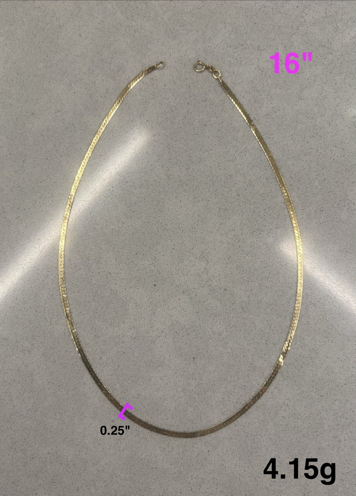 Vintage 14K Solid Yellow Gold Herringbone Necklace ~ 0.25” ~ 4.15g