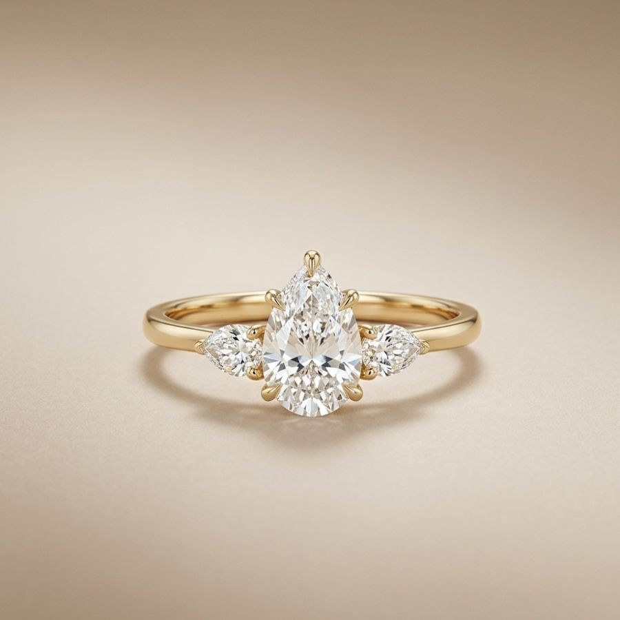 2.30Ct Pear-Cut VS1 Lab Grown Diamond Wedding Engagement Ring 14k Yellow Gold