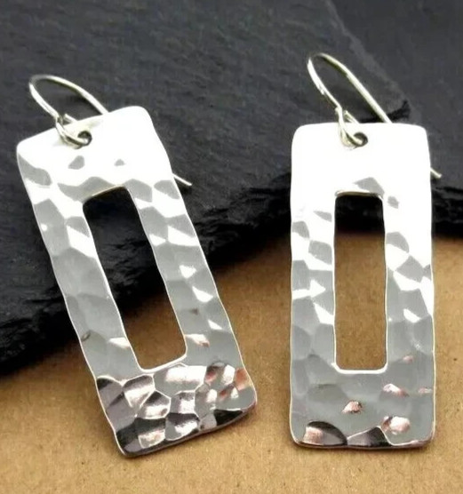 925 Sterling Silver Minimal Earrings Jewelry Earring, Rectangle Geometric Shape
