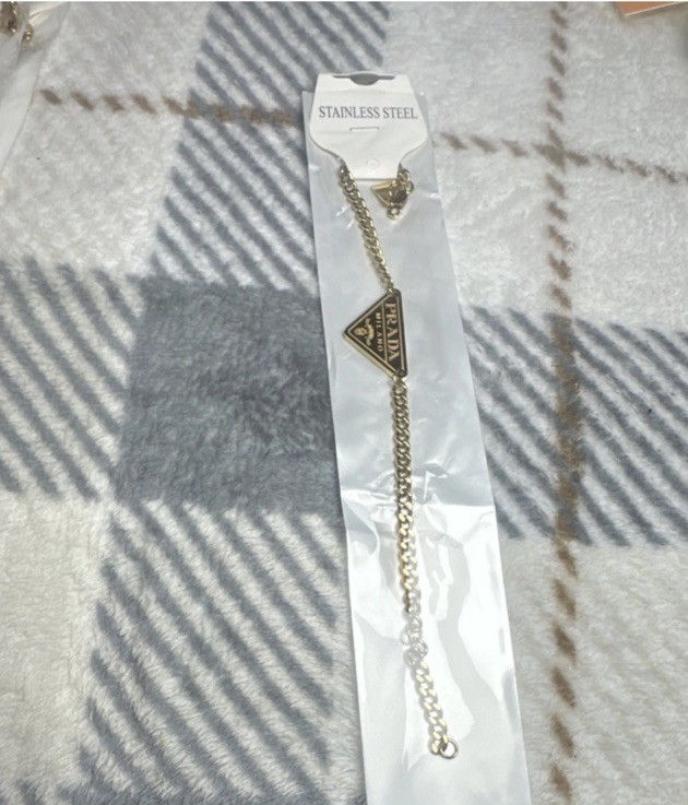 Gold Tone Stainless Steel Curb Link Chain Necklace Triangle Pendant Lobster