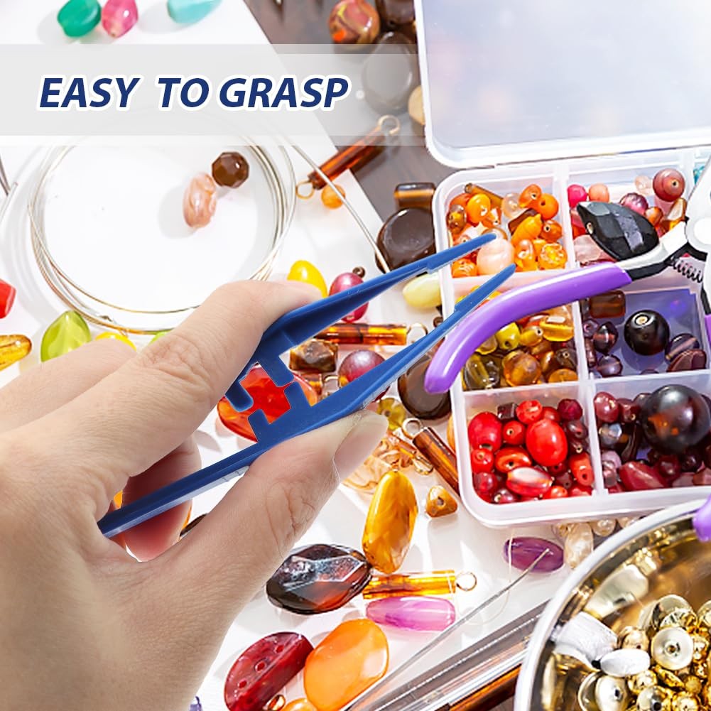 50pcs Plastic Tweezer Bead Tweezers for Kids Craft 50 pcs, As Picture Show