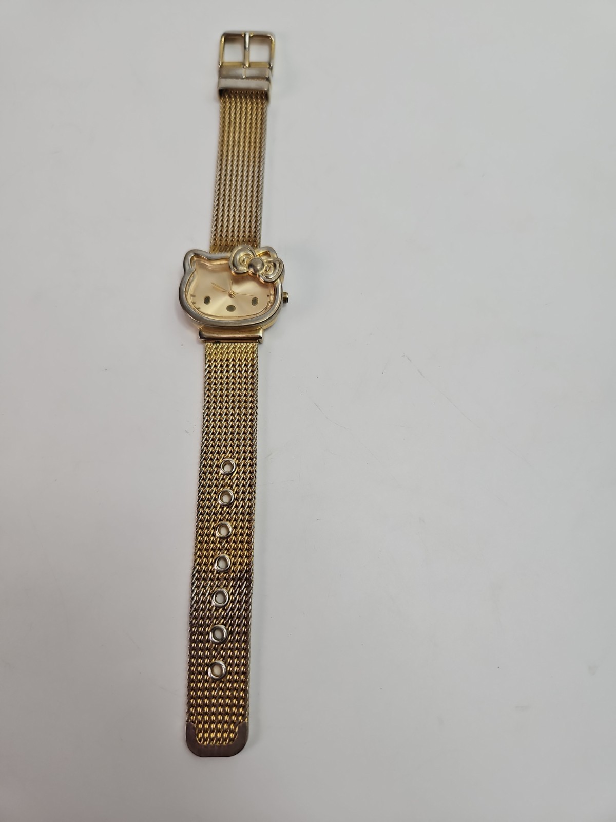 Sanrio Hello Kitty Watch Womens Gold Mesh Band New Battery Y2K