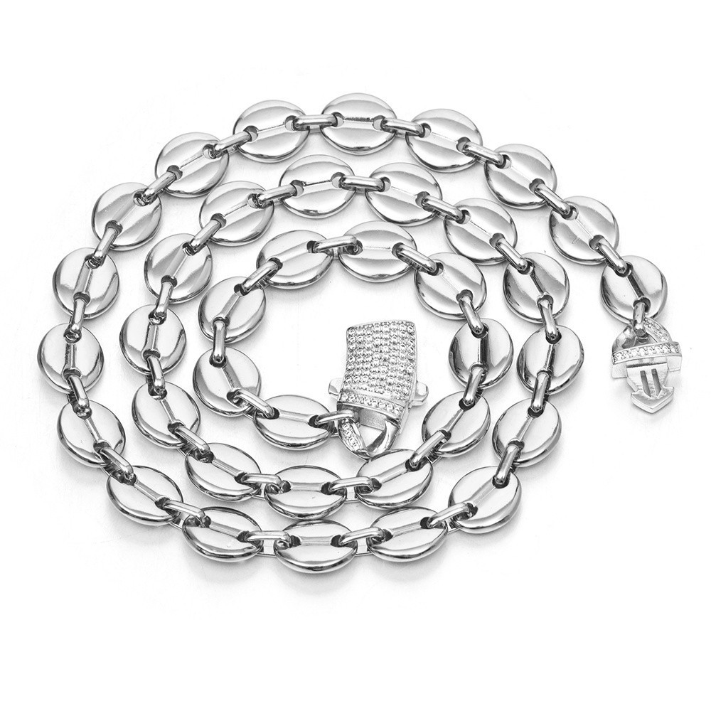 New Style 7/9/11mm Silver Stainless Steel Coffee Beads Chain Necklace for Men