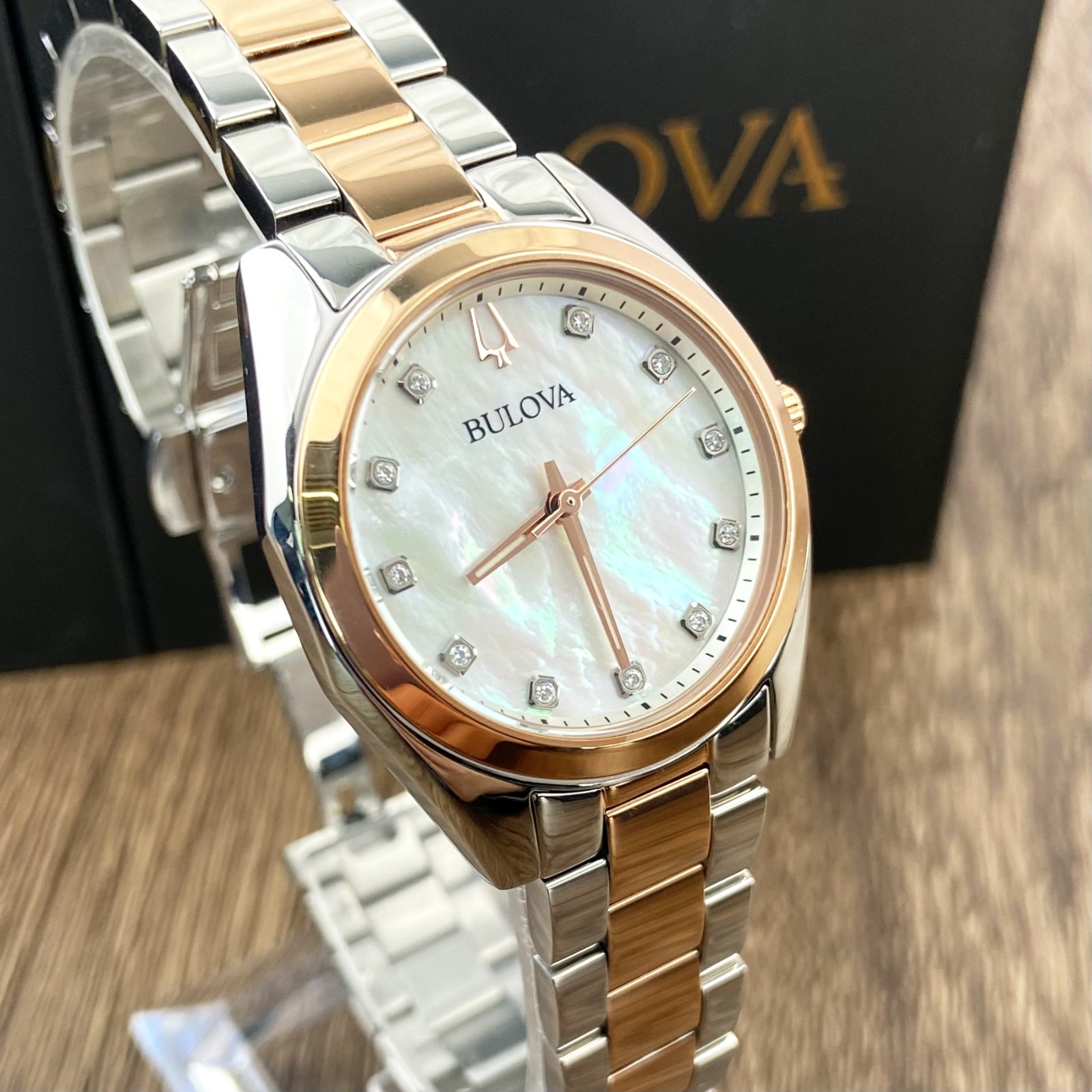 Bulova Surveyor 98P207 Mother of Pearl White Dial Rose Gold Women’s Watch