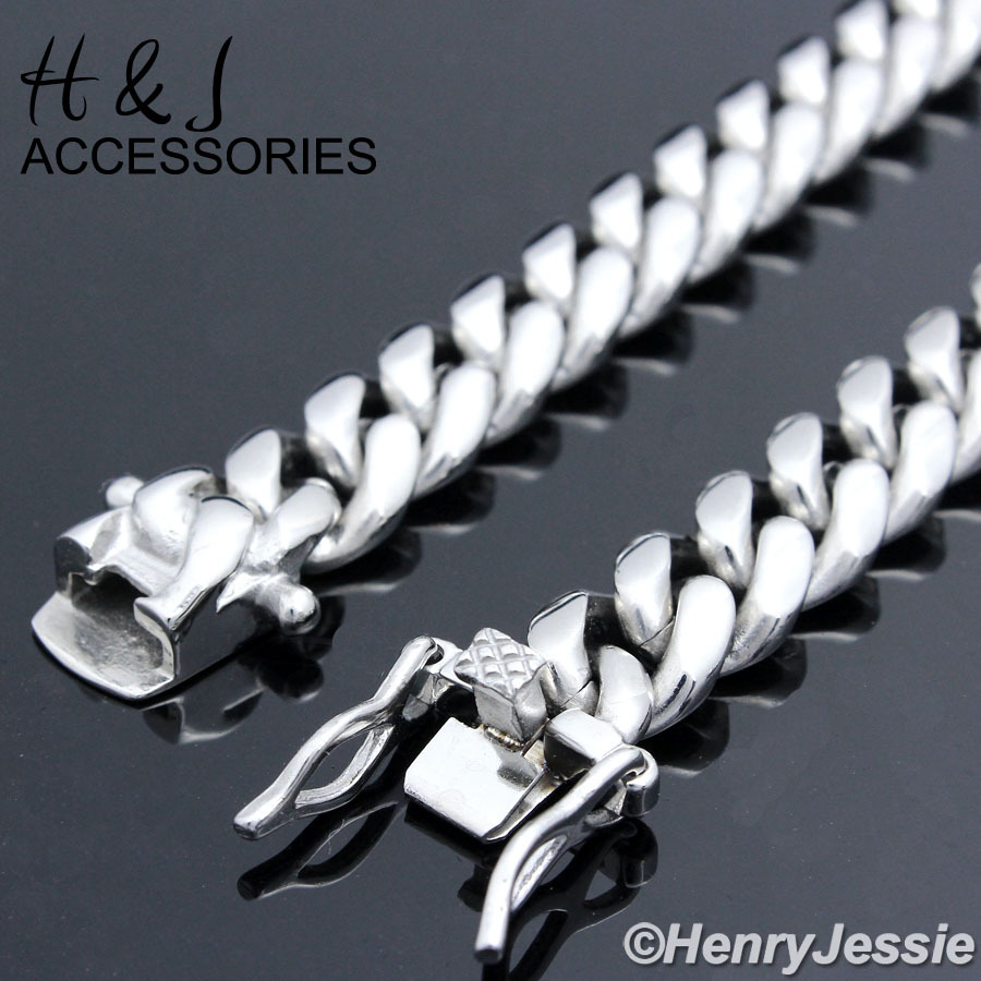 18-40″MEN 316L Stainless Steel 12mm Silver Miami Cuban Curb Chain Necklace*SN154