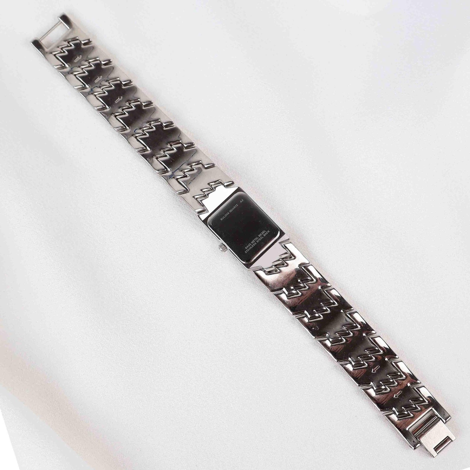Vintage Silver Tone Bulova Watch with Rectangle Watch Face