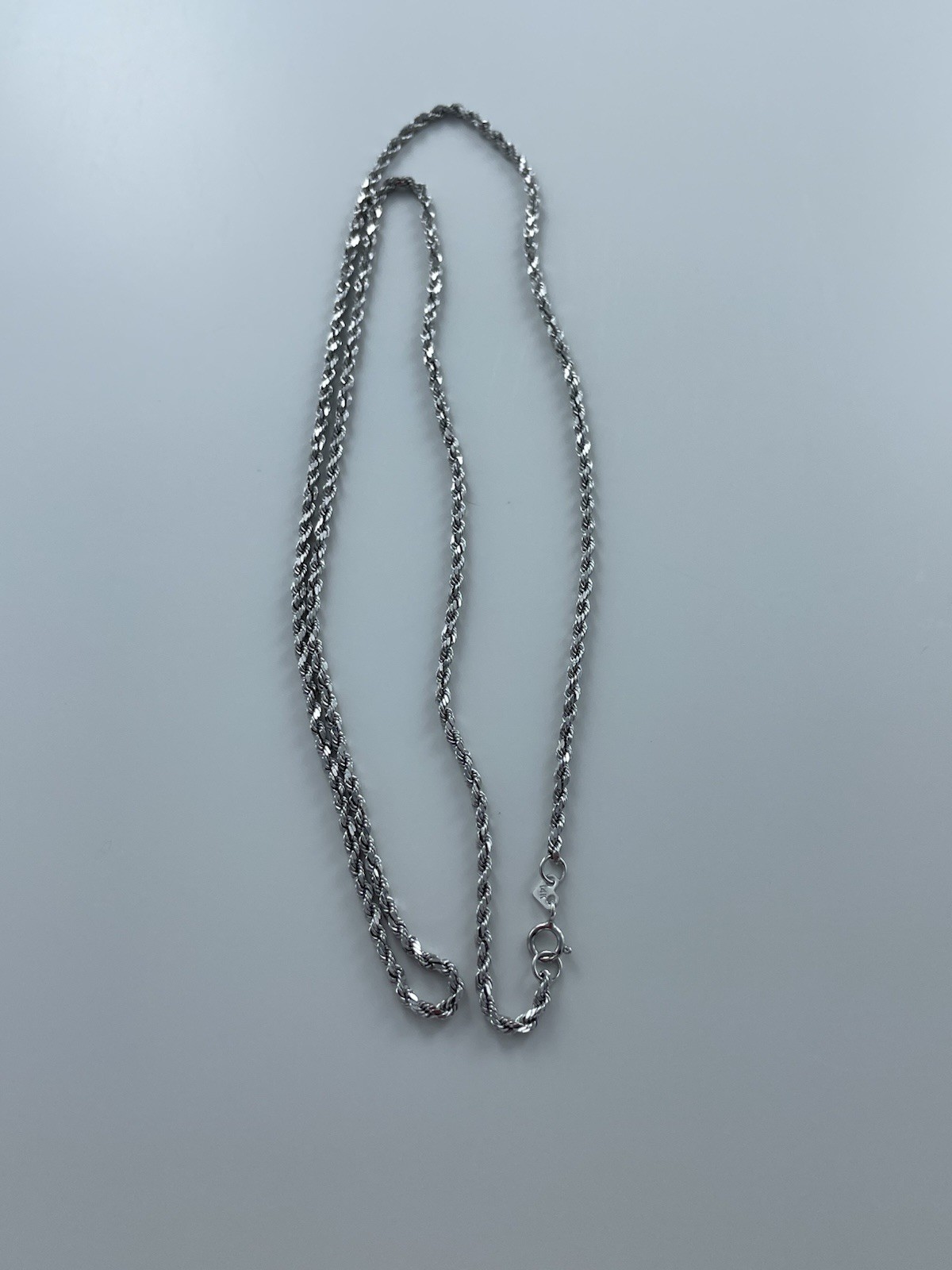 14k White Gold 1mm Rope Chain 20″ Necklace 2.6g Spring Ring Clasp