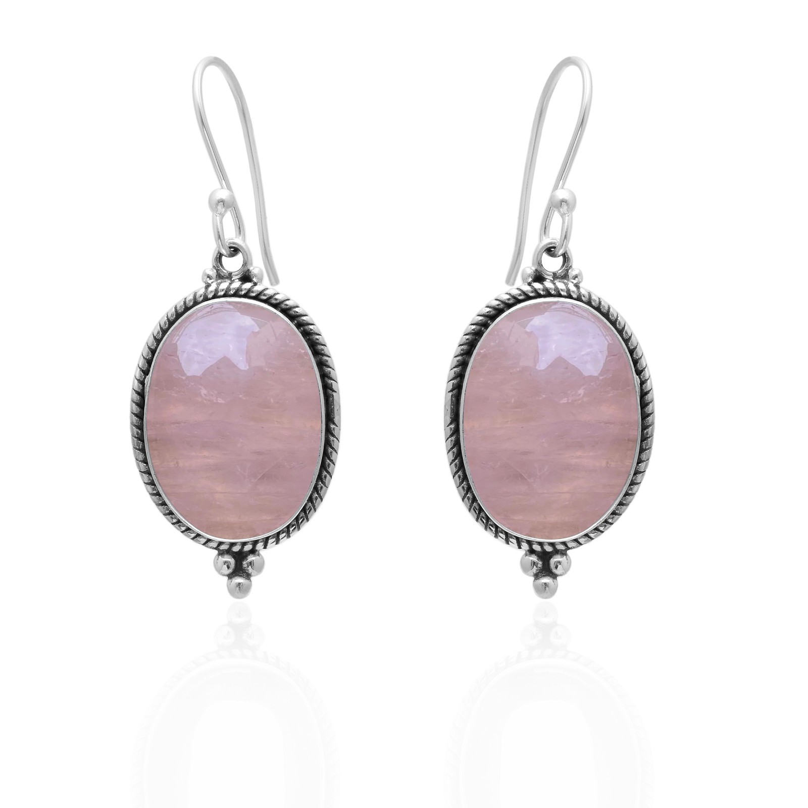 Rose Quartz Sterling Silver Earrings Handmade Romantic Jewelry Anniversary Gift