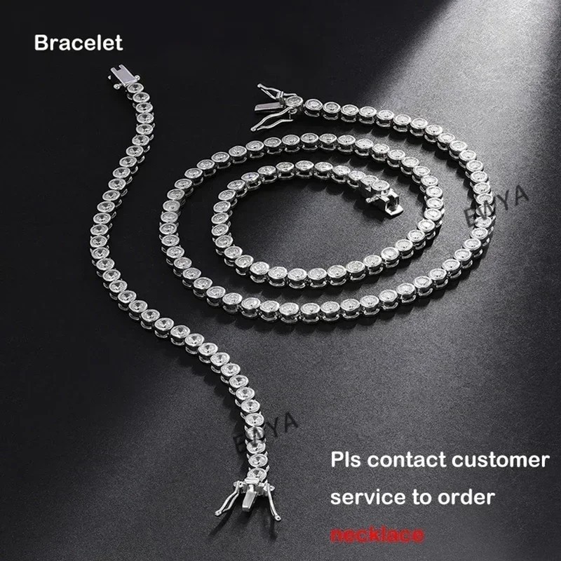 Real Round Bubble 3mm 0.1CT D Color Full Moissanite Tennis Necklace for Women 92