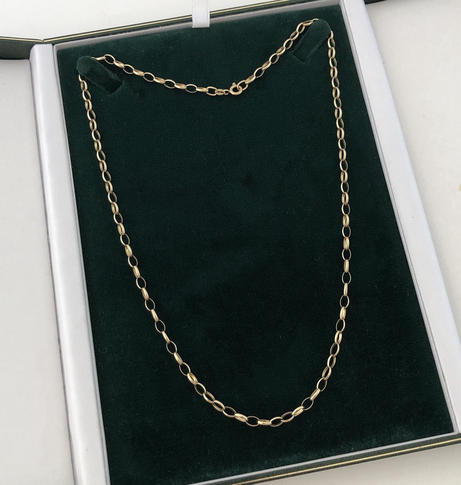 Vintage 9ct 9k Yellow Gold 375 Large Belcher Link Chain Necklace 20.5” 2.5g
