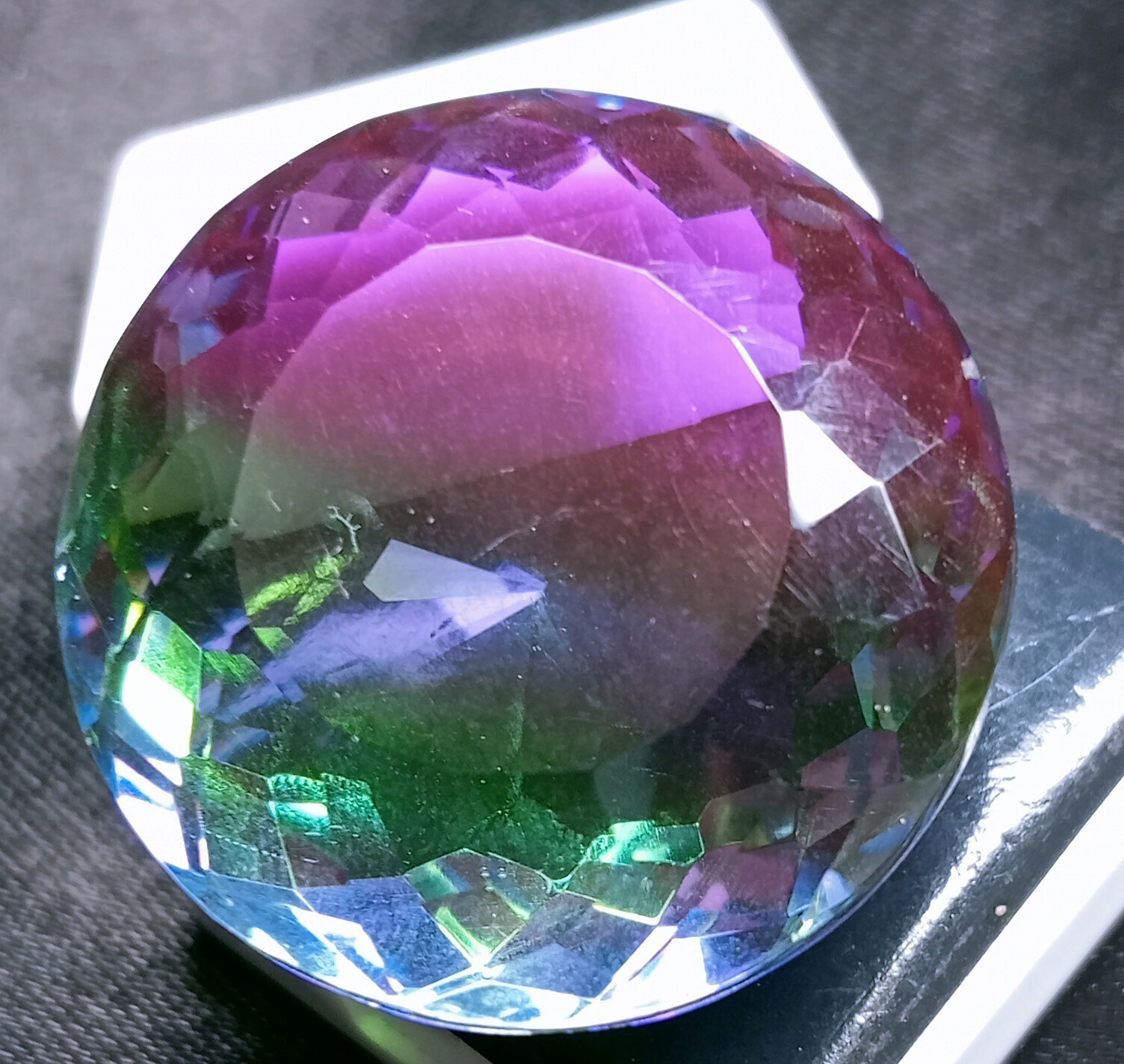 Natural Large Size Tourmaline Bi-Color Round Cut Certified 90.75 Ct Gemstone
