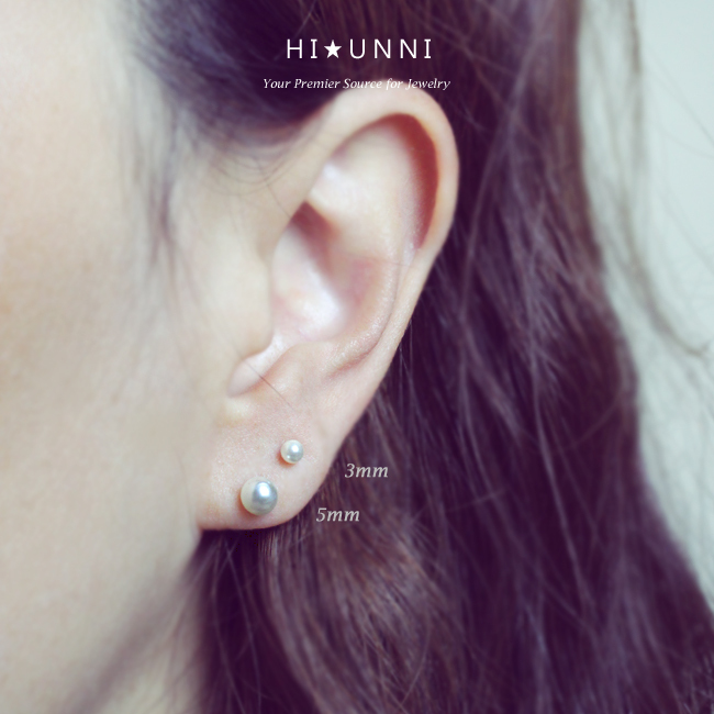 20g Titanium Pearl Earrings / wedding earrings / pearl ear studs /Sold as a pair